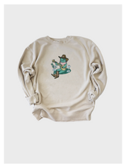 Frog Playing Banjo Embroidered Sweatshirt