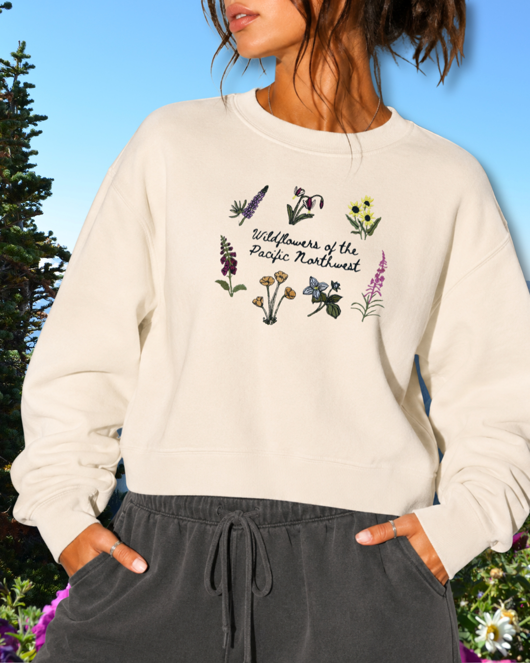 Wildflowers of the Pacific Northwest Embroidered Sweatshirt