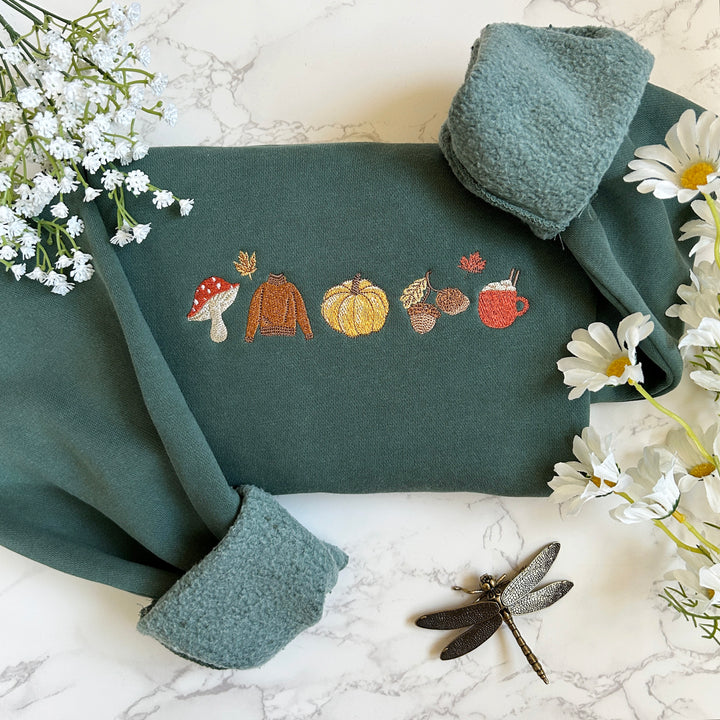 Cozy Autumn Embroidered Sweatshirt