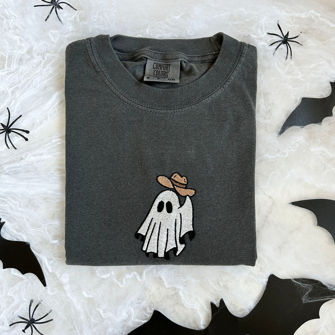 Ghost Cowboy Halloween Embroidered Tshirt