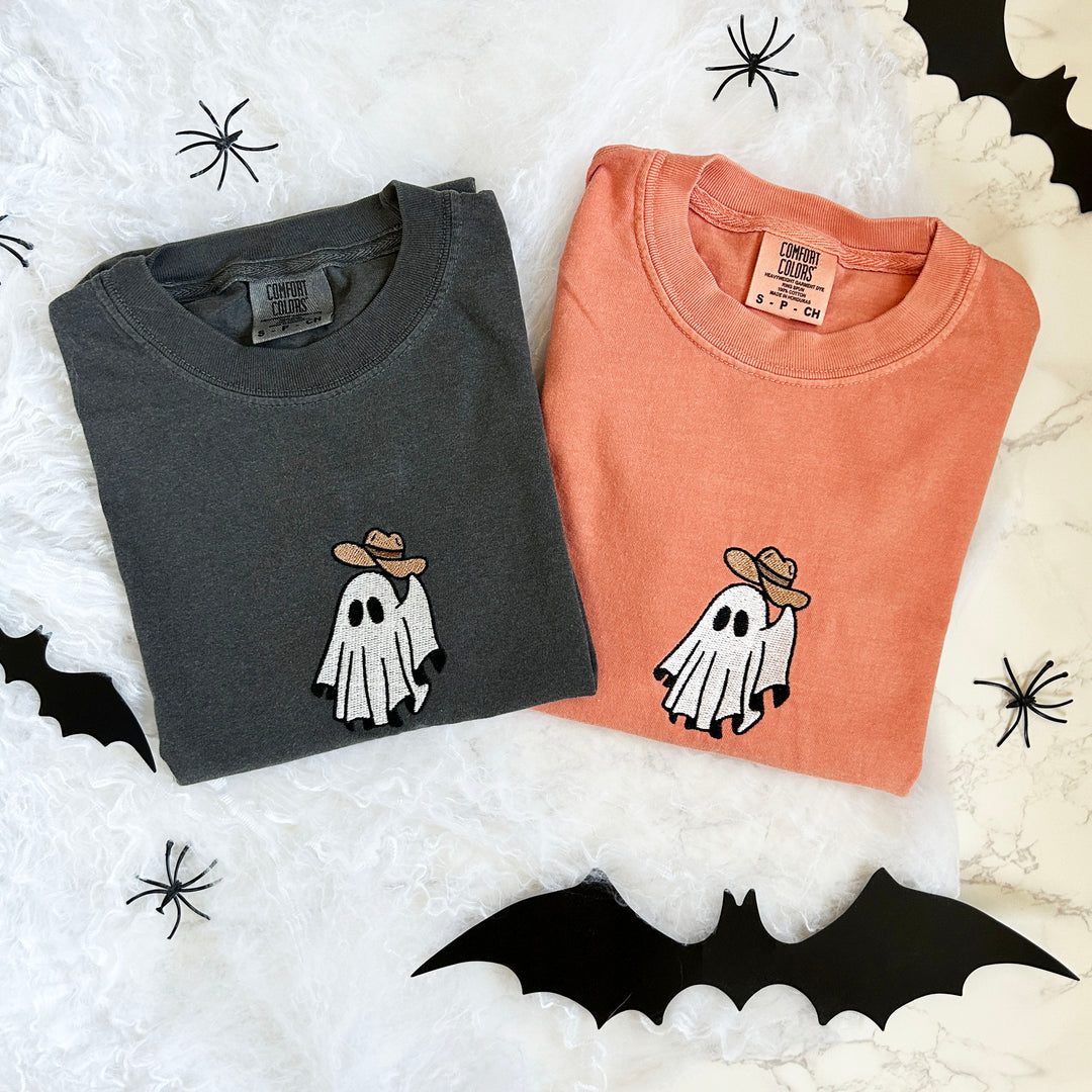 Ghost Cowboy Halloween Embroidered Tshirt