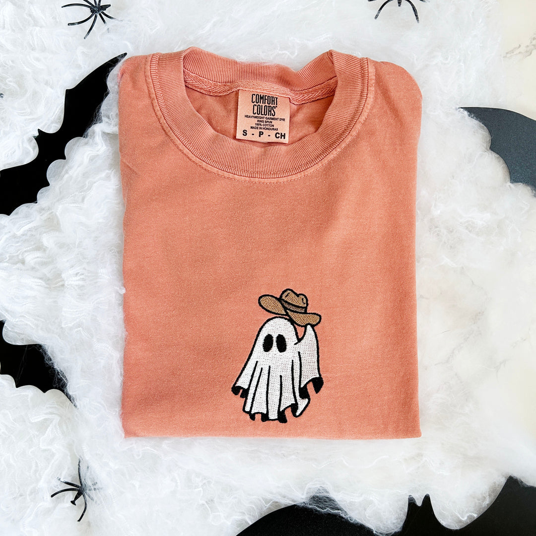 Ghost Cowboy Halloween Embroidered Tshirt