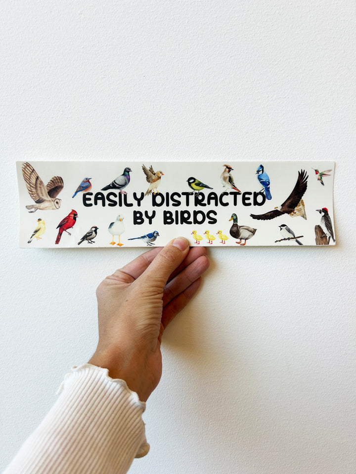 Easily Distracted by Birds Bumper Sticker