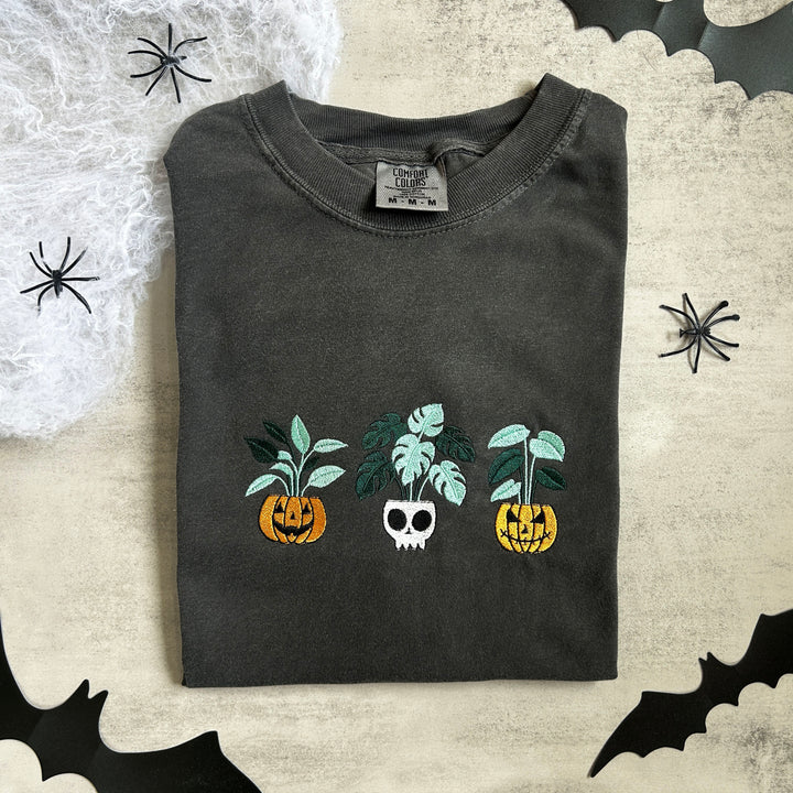 Spooky Season Plant Lover Halloween Embroidered Tshirt