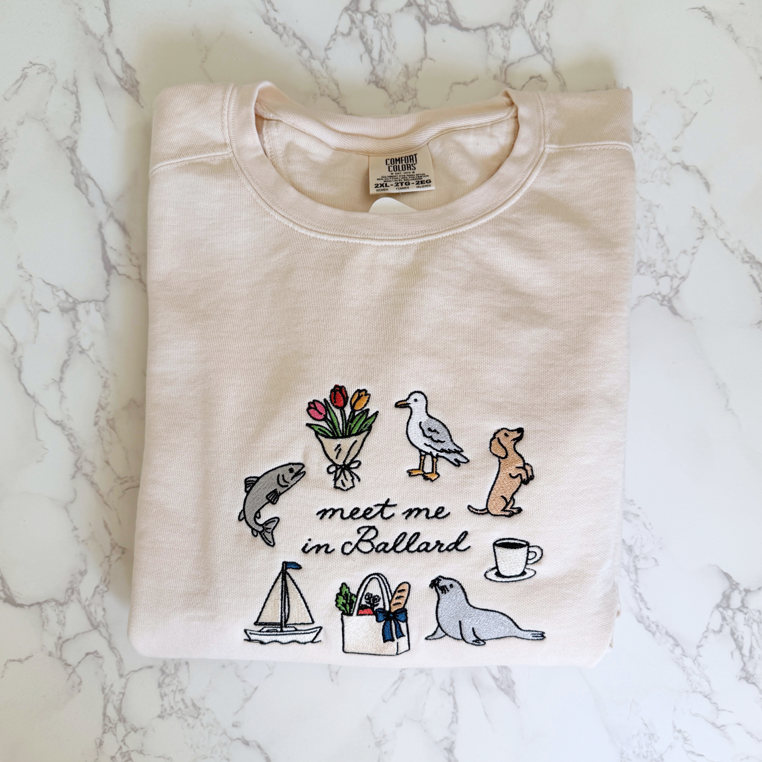 Meet Me in Ballard Women's Mid-Length Embroidered Sweatshirt