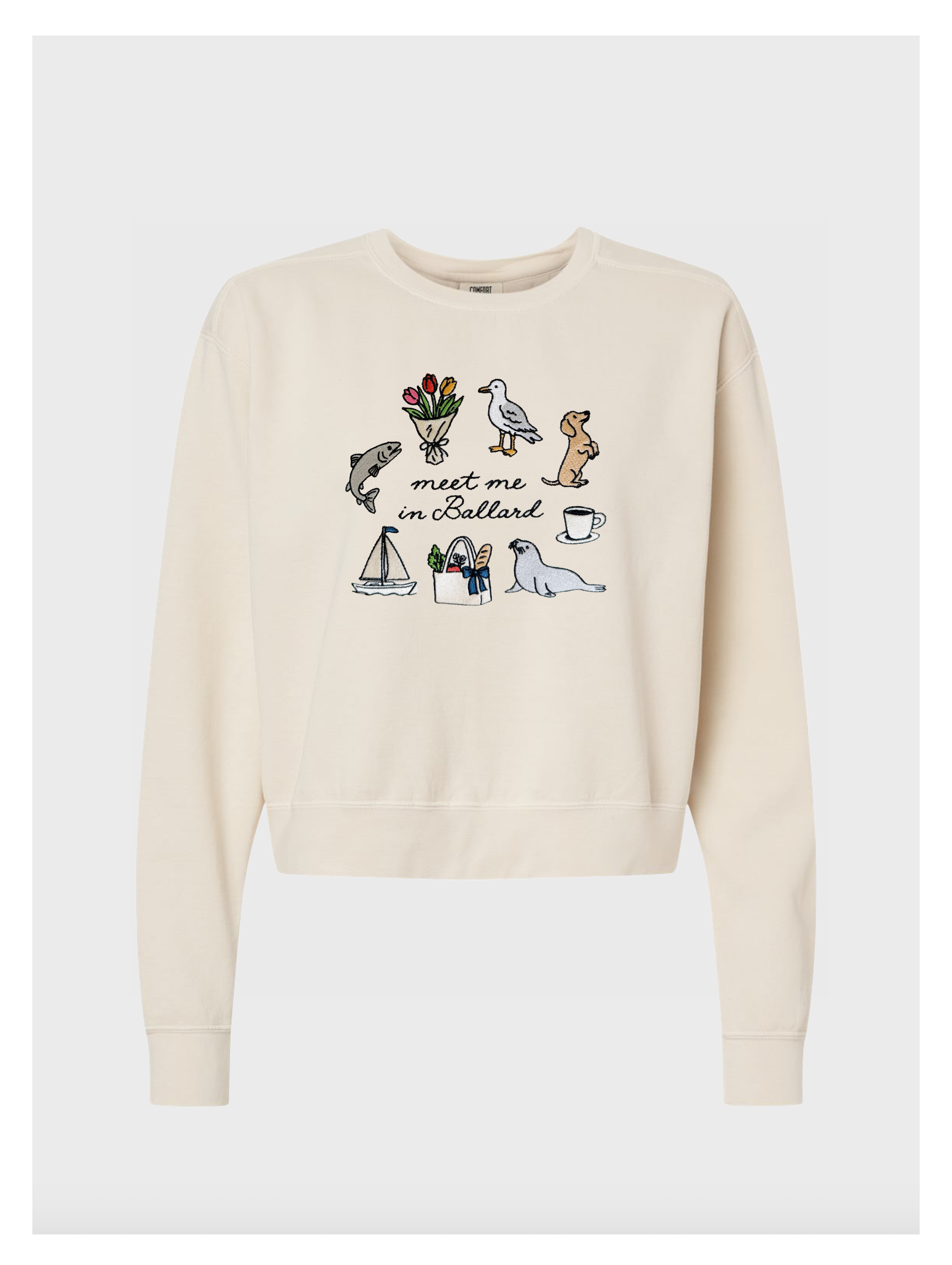 Meet Me in Ballard Women's Mid-Length Embroidered Sweatshirt