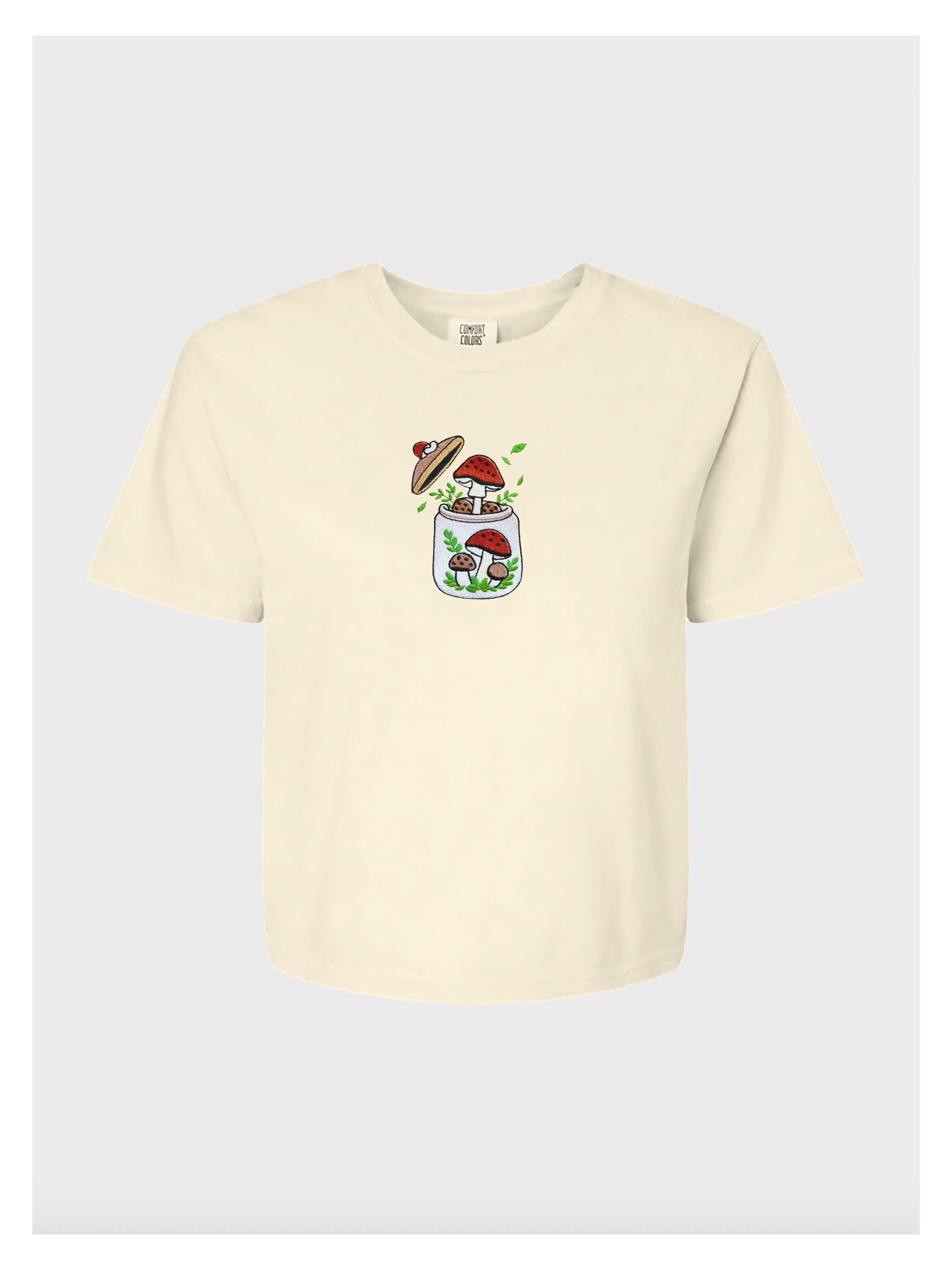 Vintage Mushroom Jar Embroidered Tshirt