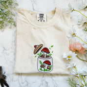 Vintage Mushroom Jar Embroidered Tshirt
