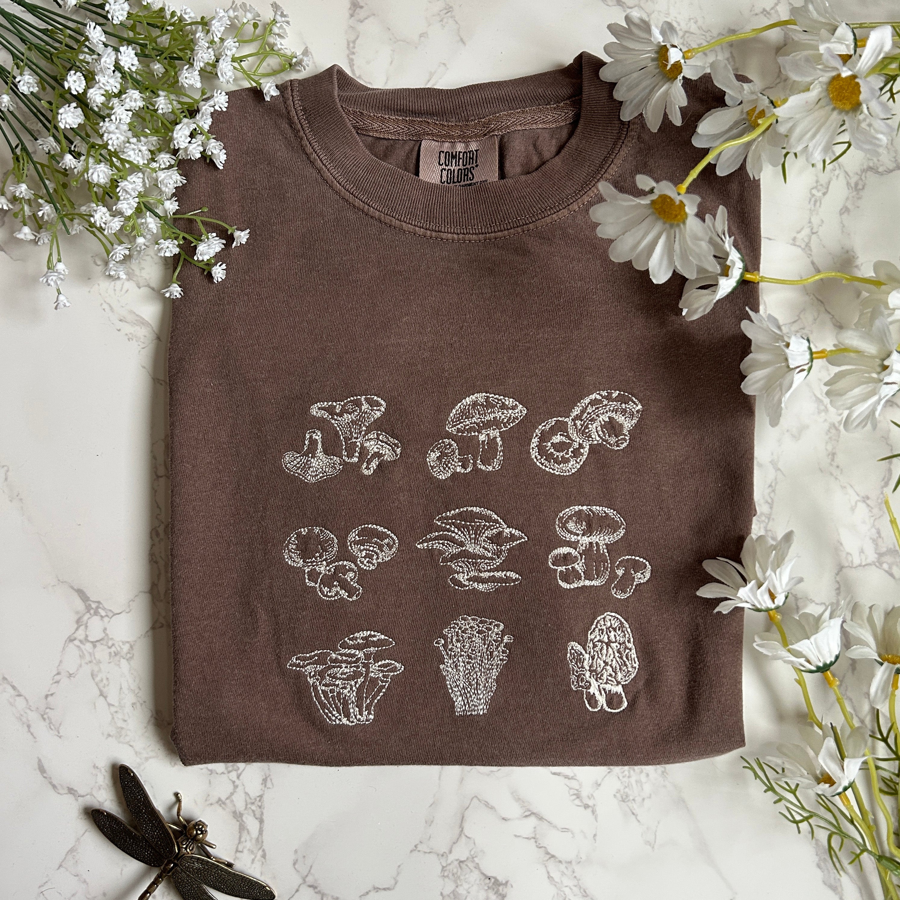 Edible Mushrooms Embroidered Tshirt