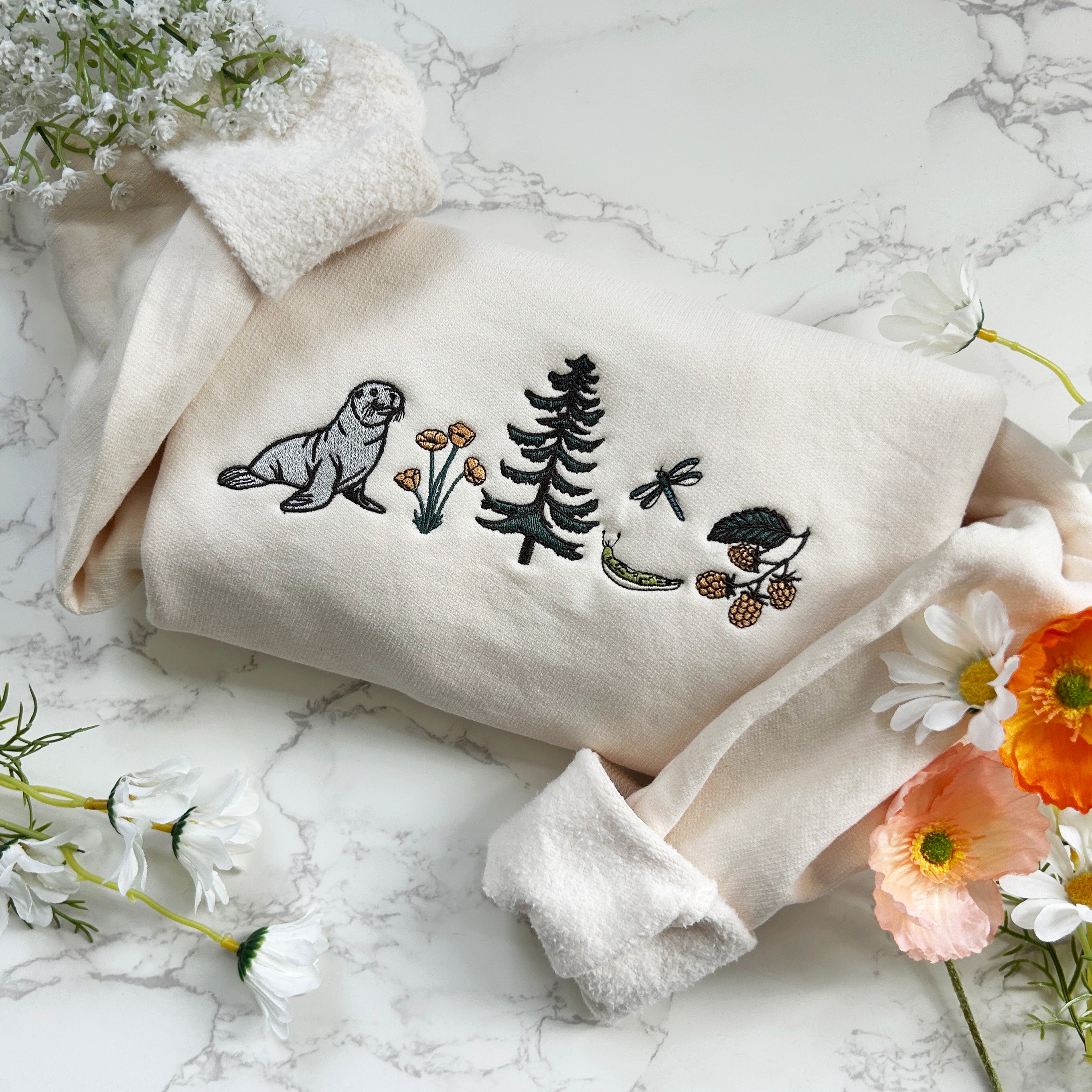 Olympic Peninsula Field Guide Embroidered Sweatshirt