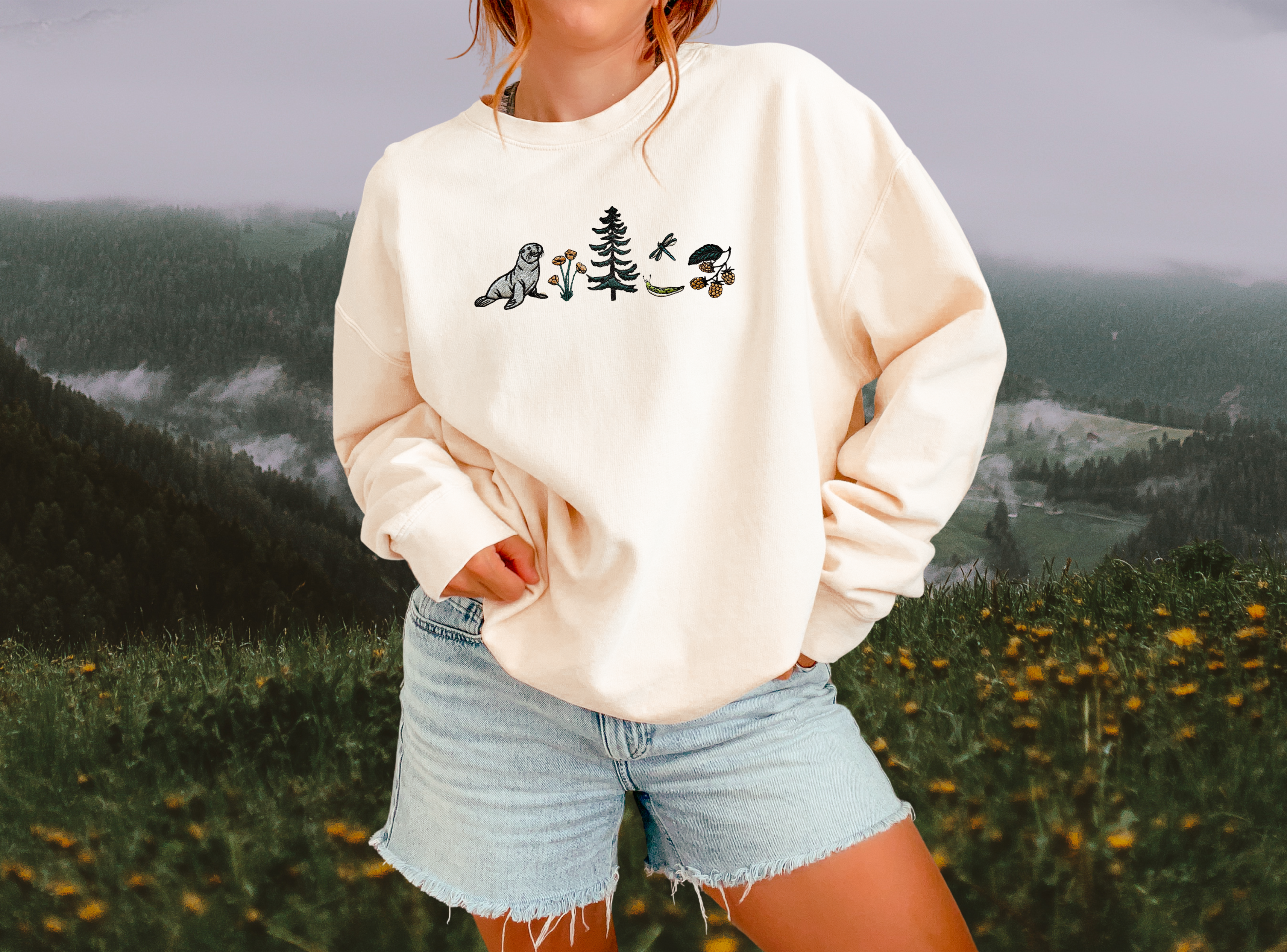 Olympic Peninsula Field Guide Embroidered Sweatshirt