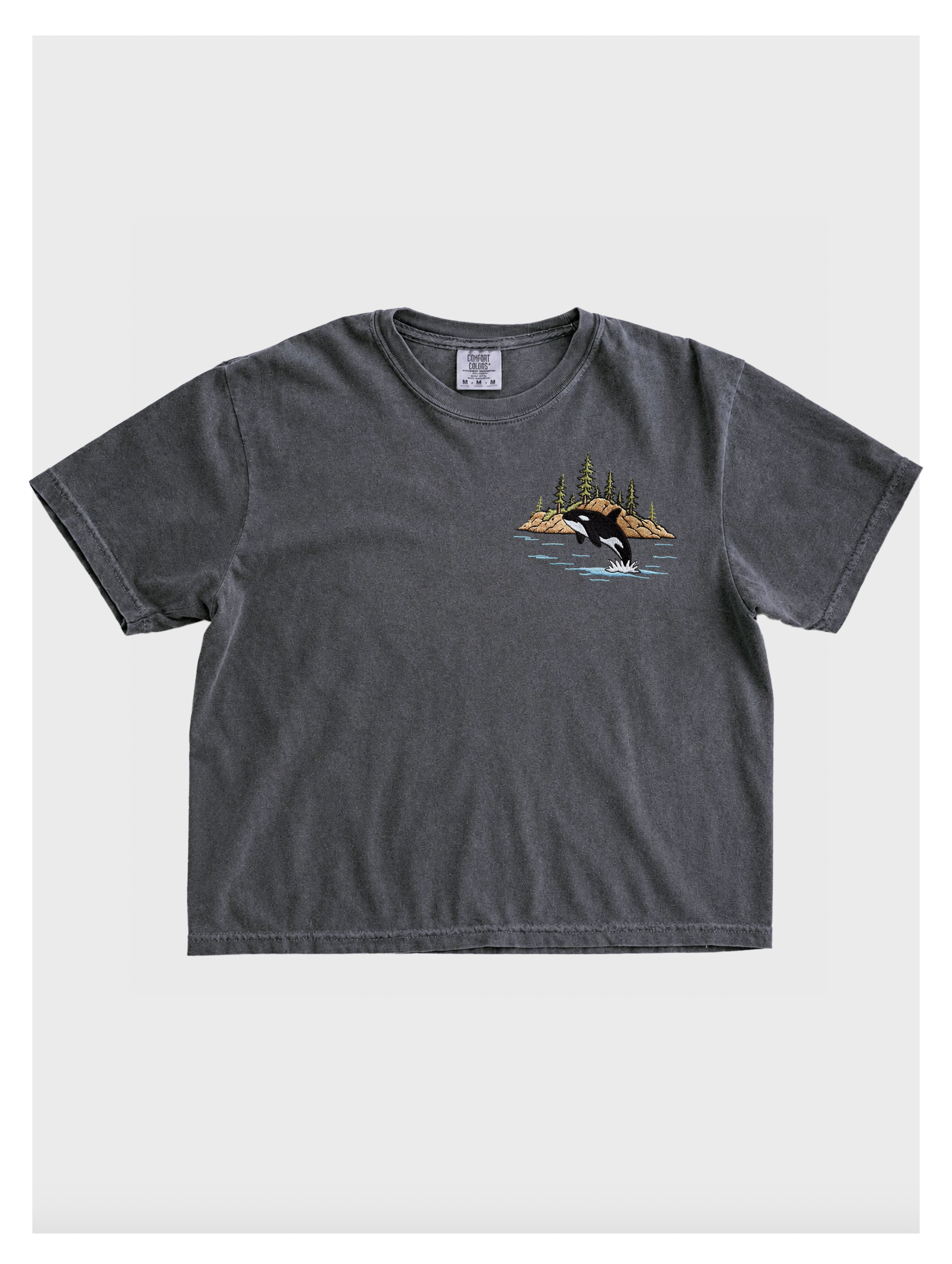 Orca Whale Women's Boxy Embroidered Tshirt