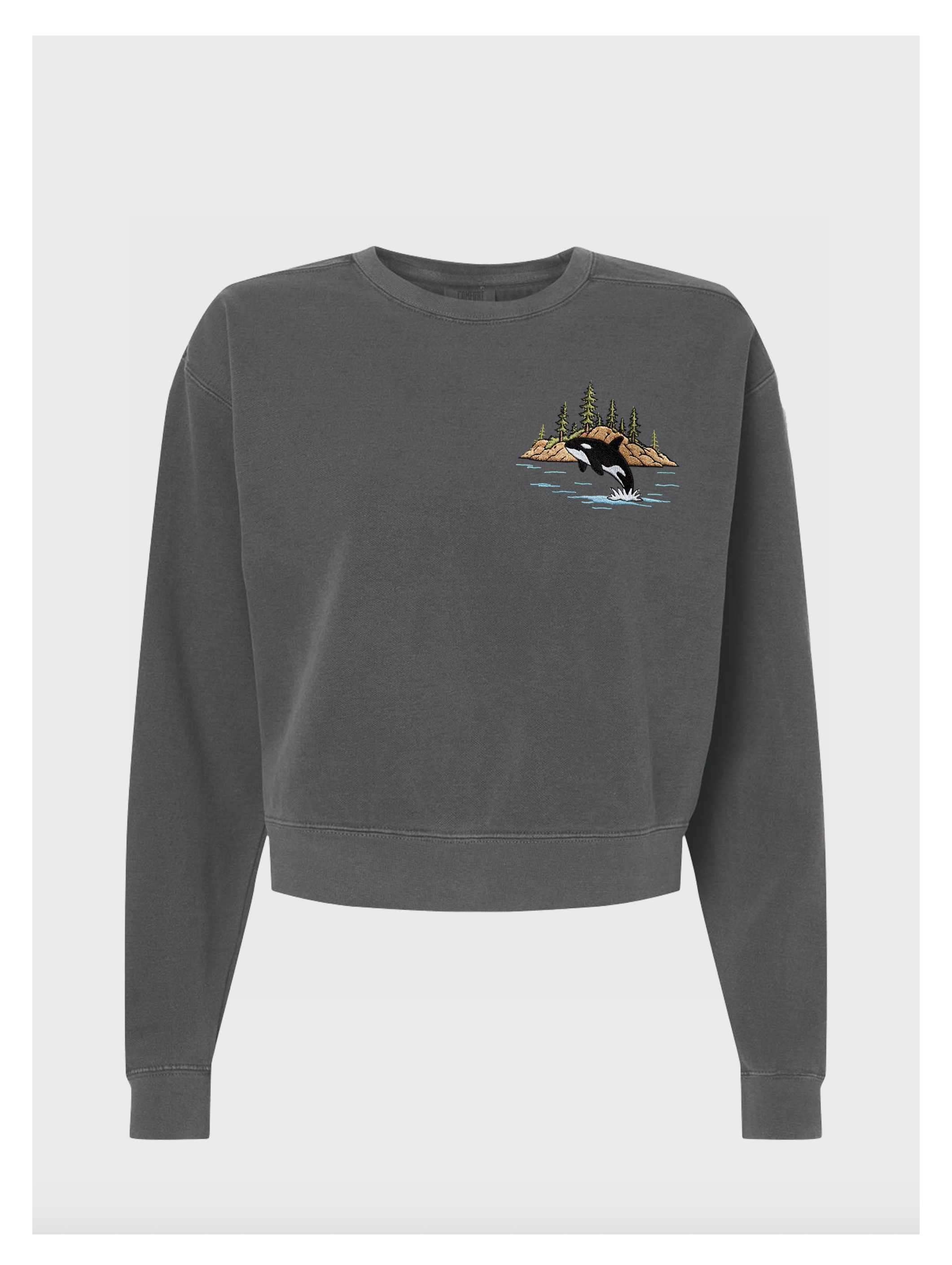 Orca Whale Left Chest Embroidered Women's Sweatshirt