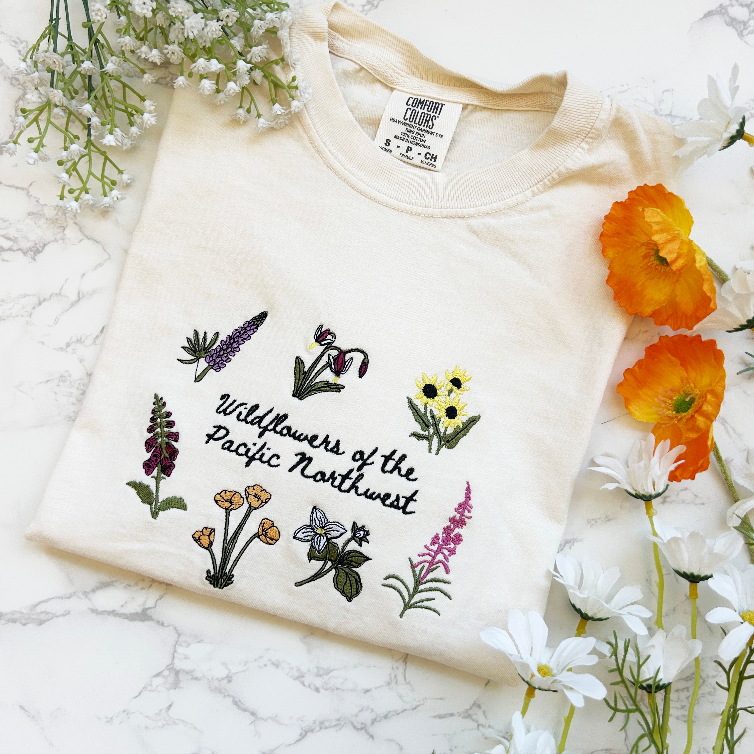 Wildflowers of the Pacific Northwest Embroidered Tshirt