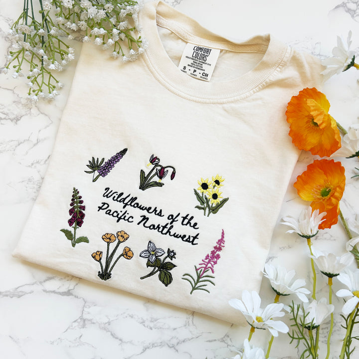 Wildflowers of the Pacific Northwest Embroidered Tshirt