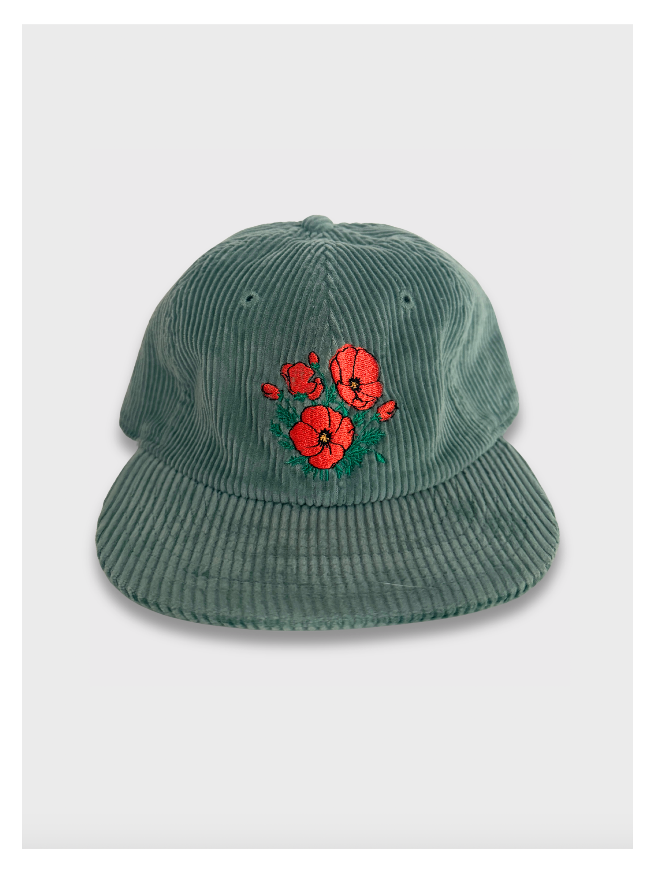Poppy Embroidered Corduroy Hat