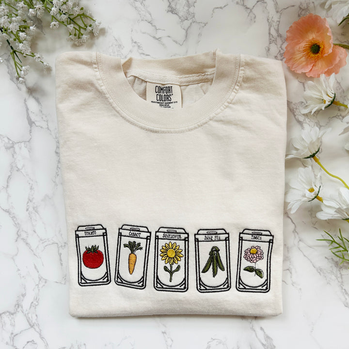 Garden Seed Packet Embroidered Tshirt