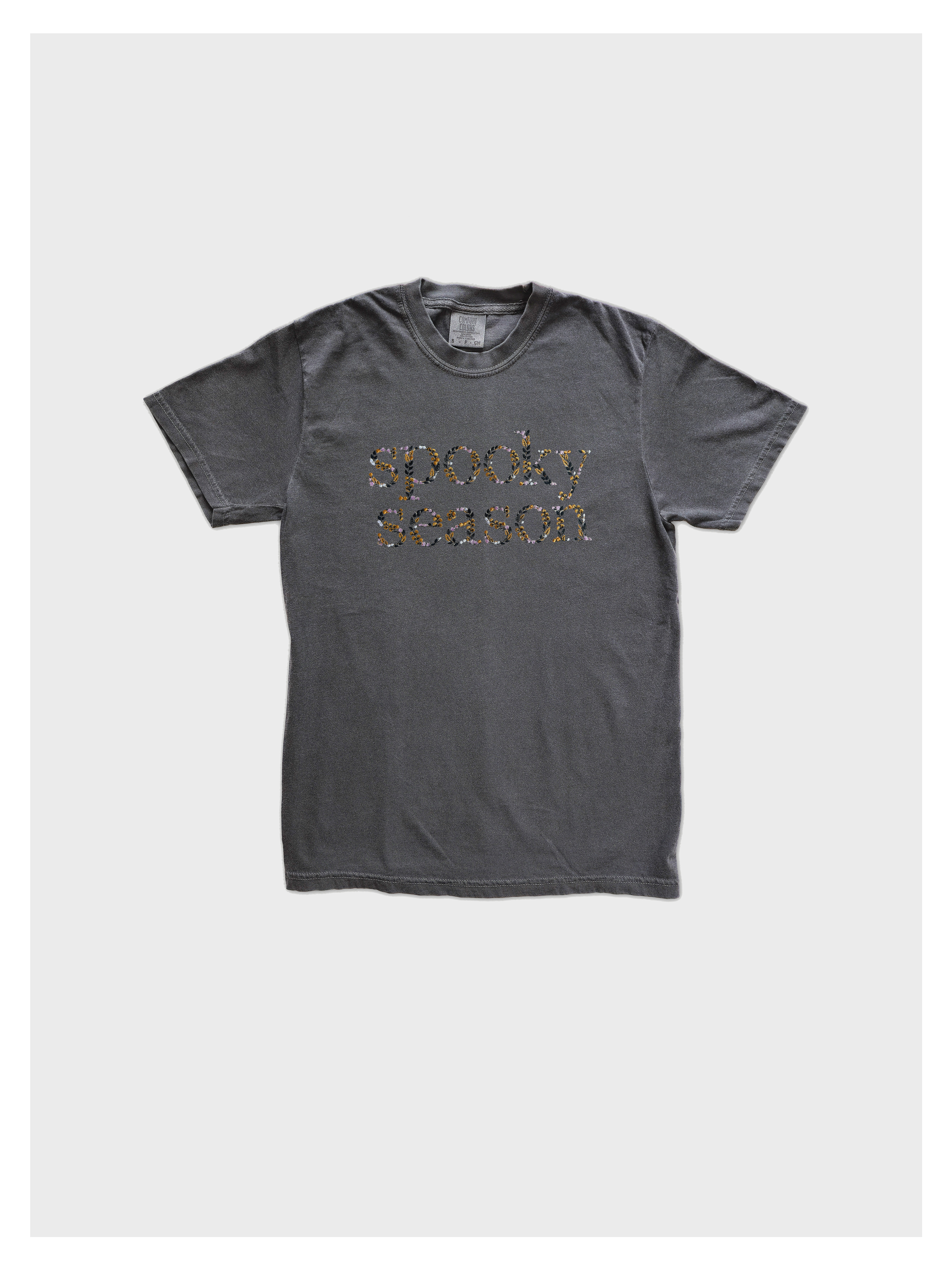 Floral Spooky Season Halloween Embroidered Tshirt