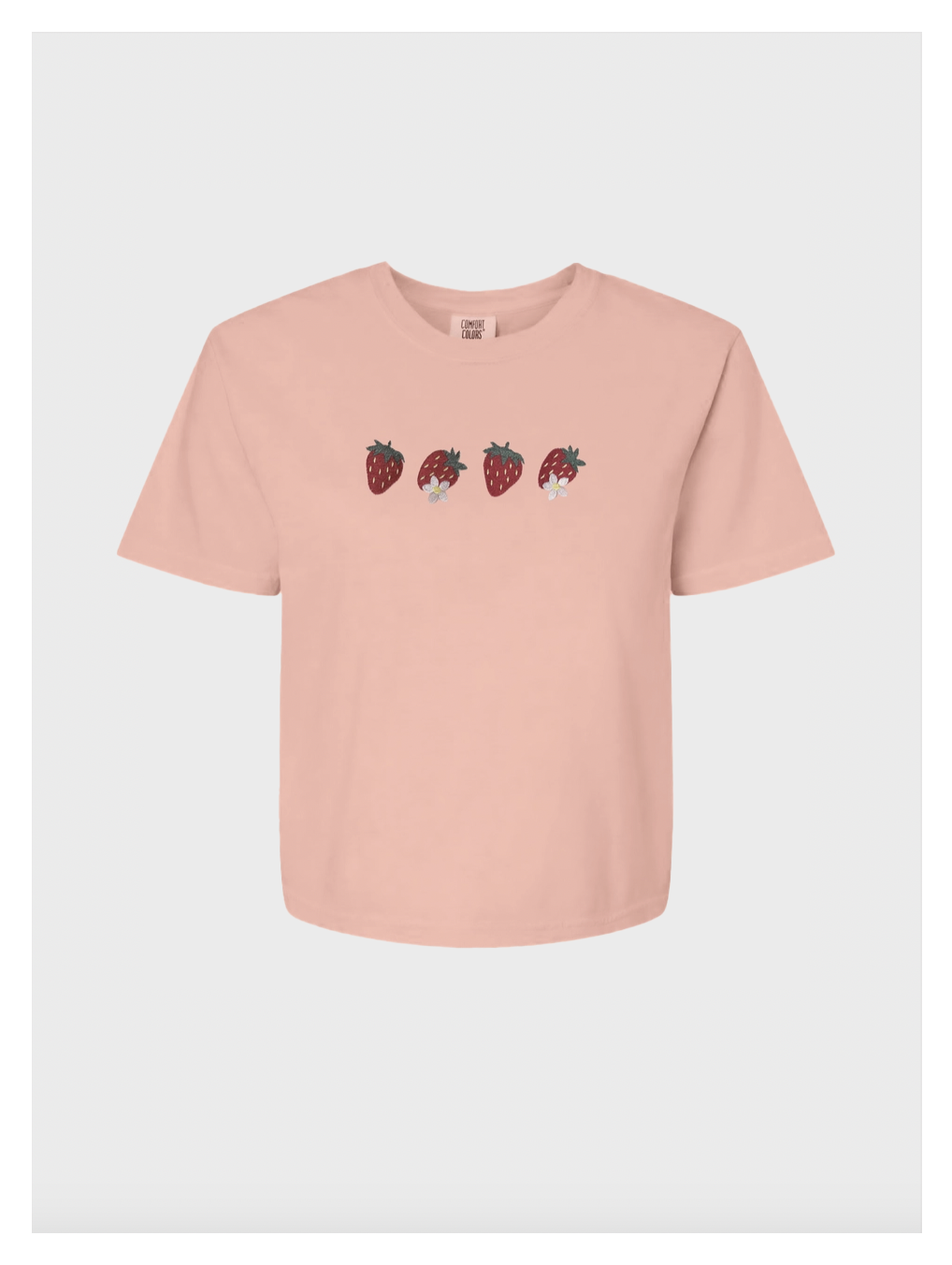 Strawberry Cottagecore Women's Boxy Embroidered Tshirt