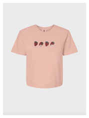 Strawberry Cottagecore Women's Boxy Embroidered Tshirt