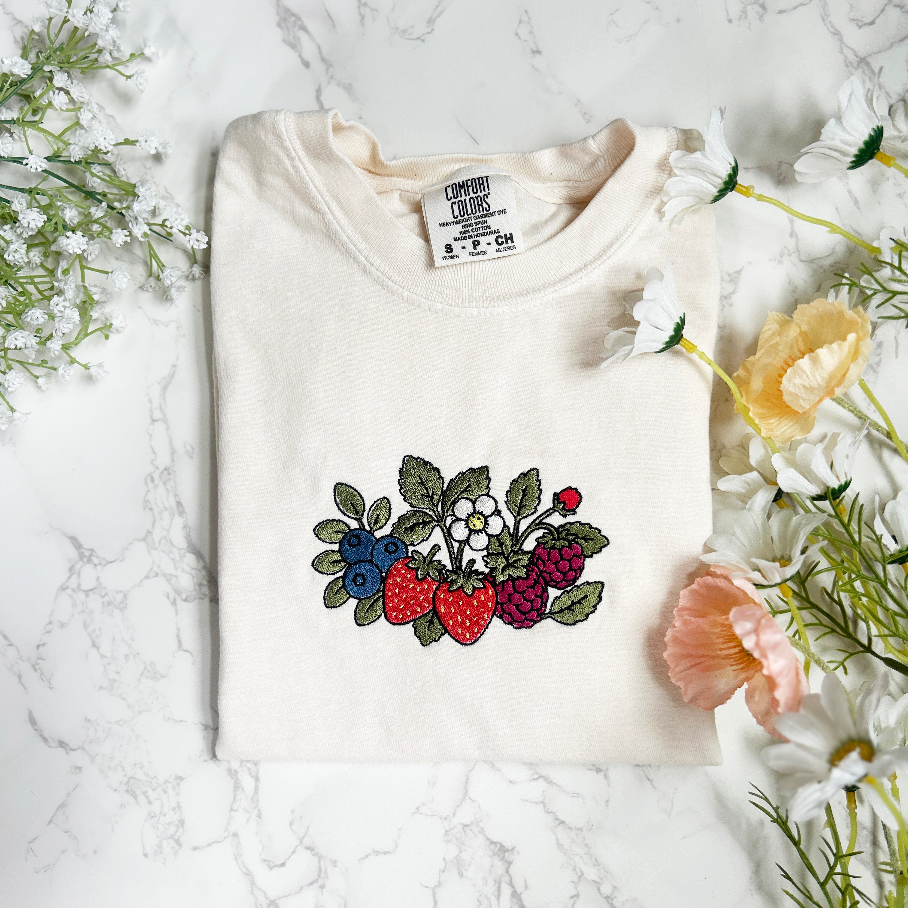 Summer Berry Women's Boxy Embroidered Tshirt
