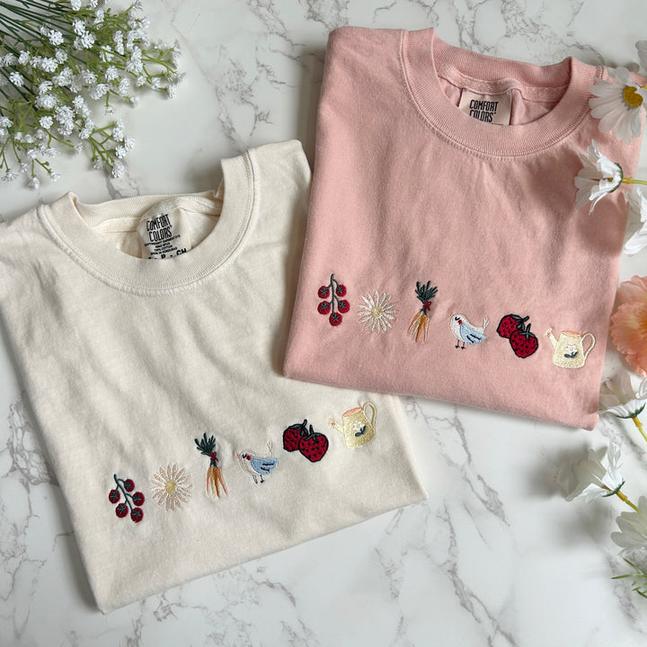Cottagecore Garden Women's Boxy Embroidered Tshirt