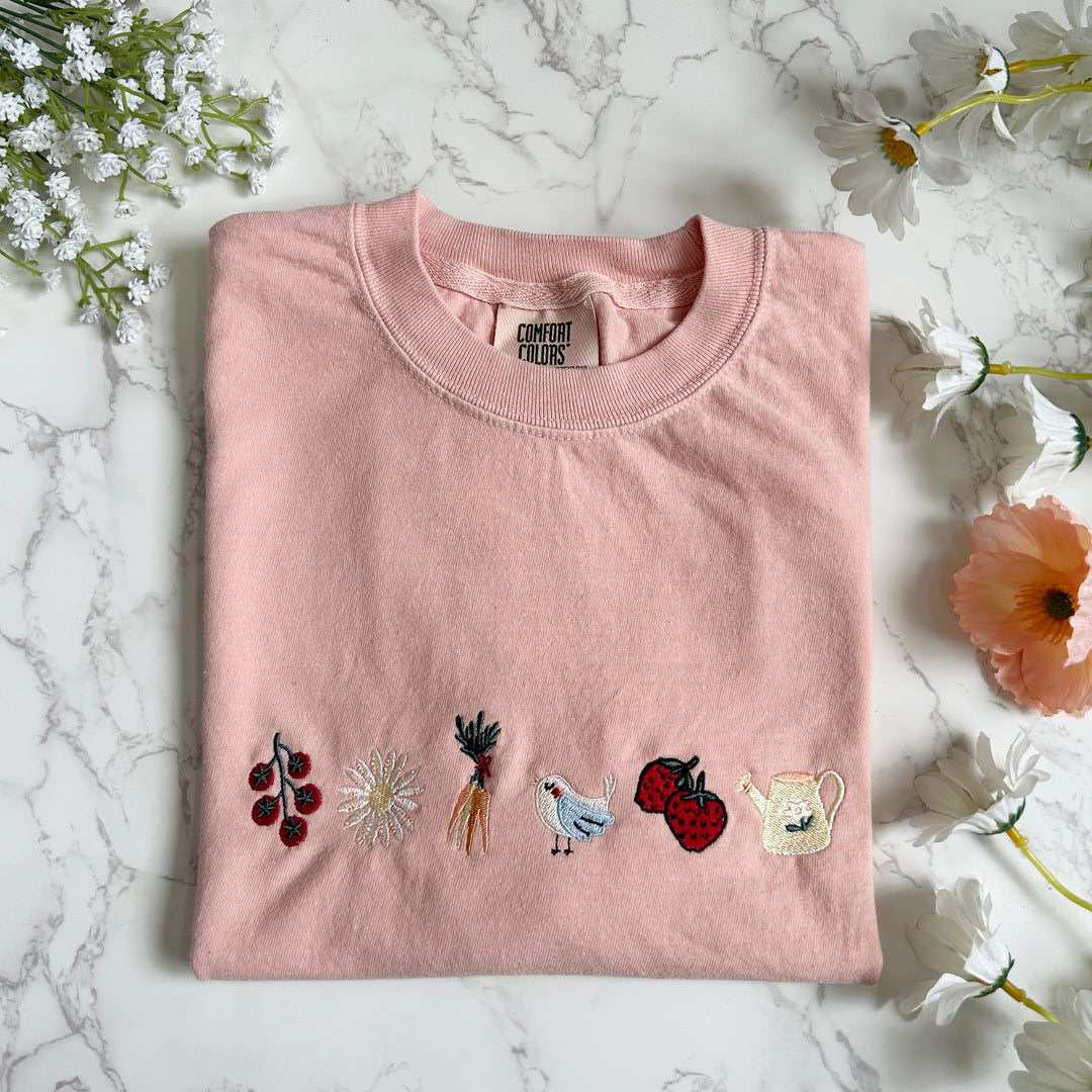 Cottagecore Garden Women's Boxy Embroidered Tshirt