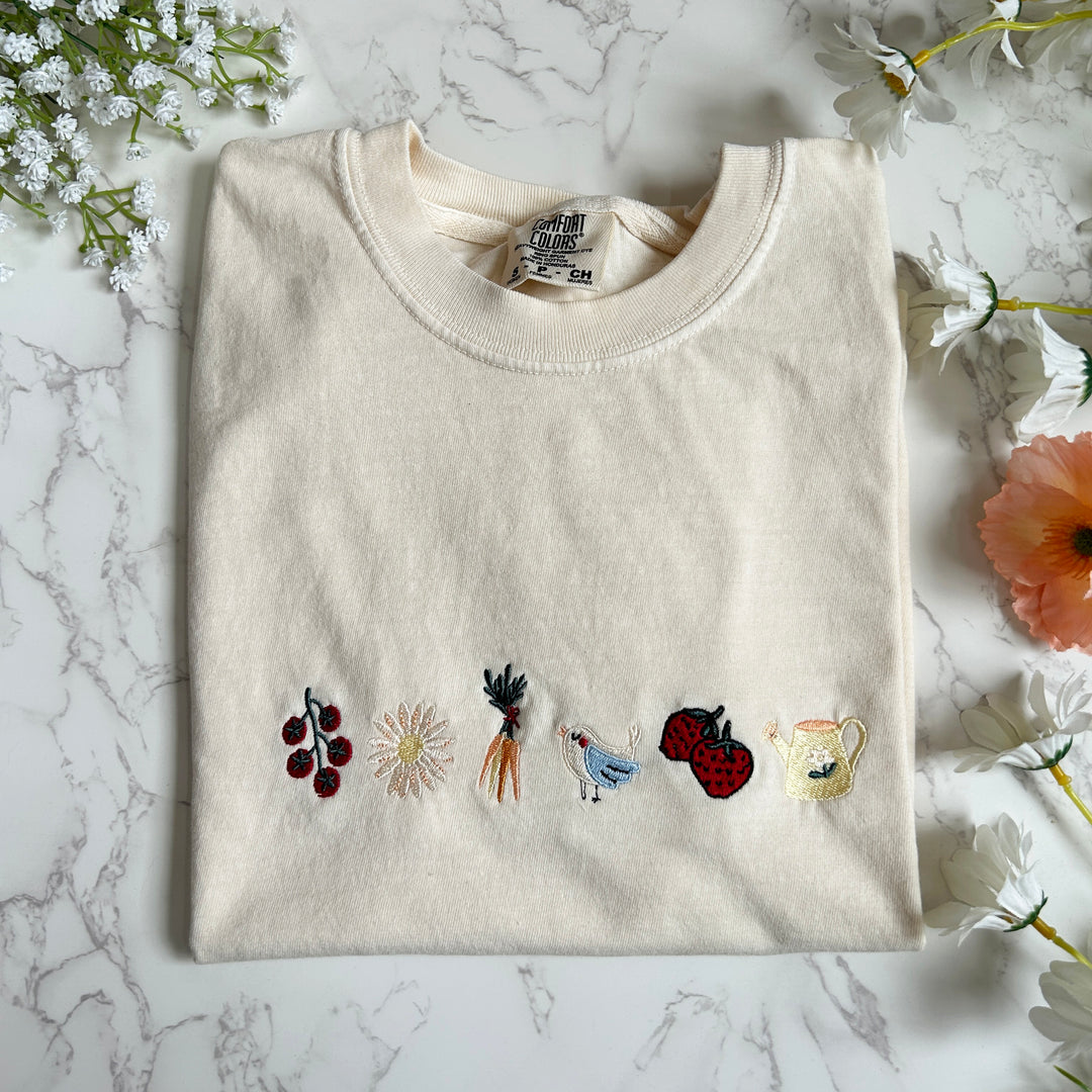 Cottagecore Garden Women's Boxy Embroidered Tshirt