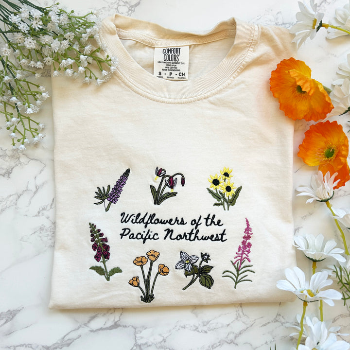 Wildflowers of the Pacific Northwest Embroidered Tshirt