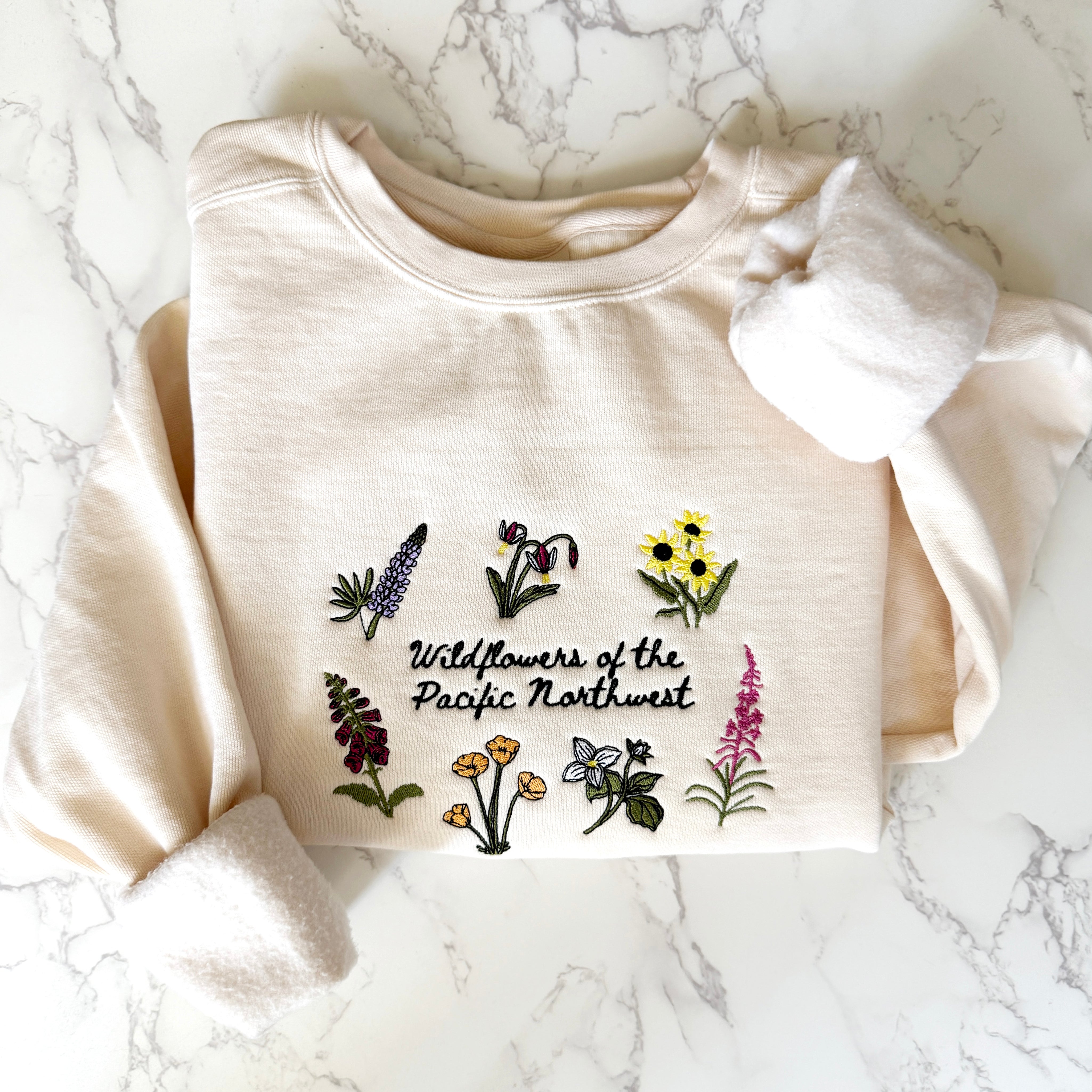 Wildflowers of the Pacific Northwest Embroidered Sweatshirt